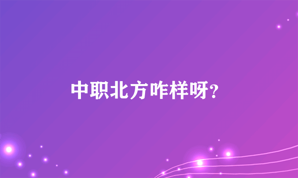 中职北方咋样呀？