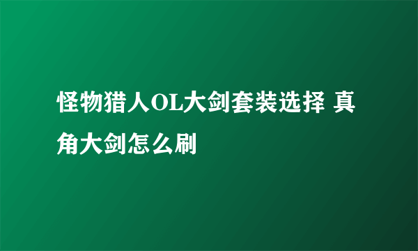 怪物猎人OL大剑套装选择 真角大剑怎么刷