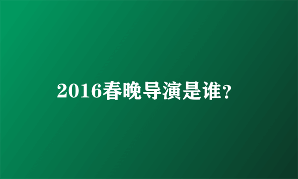 2016春晚导演是谁？