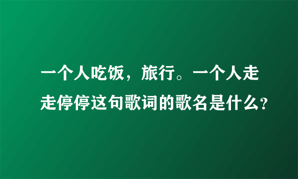 一个人吃饭，旅行。一个人走走停停这句歌词的歌名是什么？