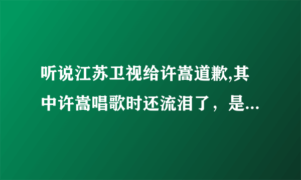 听说江苏卫视给许嵩道歉,其中许嵩唱歌时还流泪了，是真的吗？到底是怎么一回事，谁是HOLD姐？