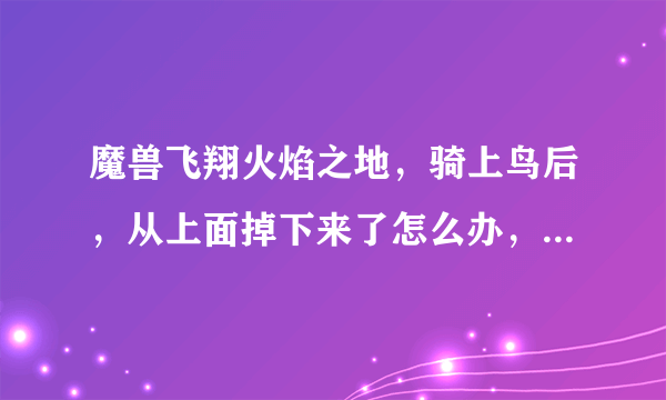 魔兽飞翔火焰之地，骑上鸟后，从上面掉下来了怎么办，怎么也飞不上去怎么办？