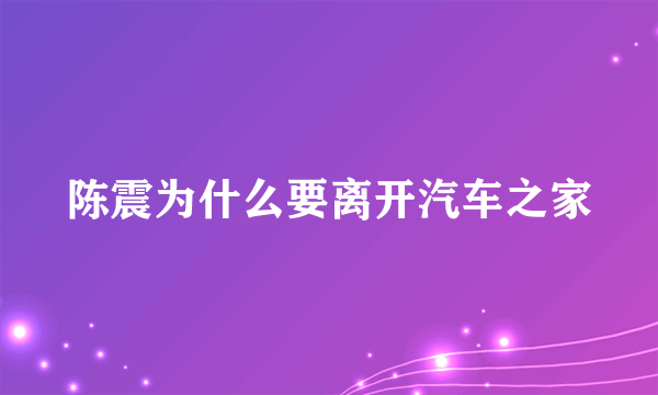 陈震为什么要离开汽车之家