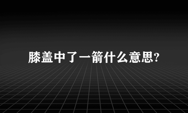 膝盖中了一箭什么意思?