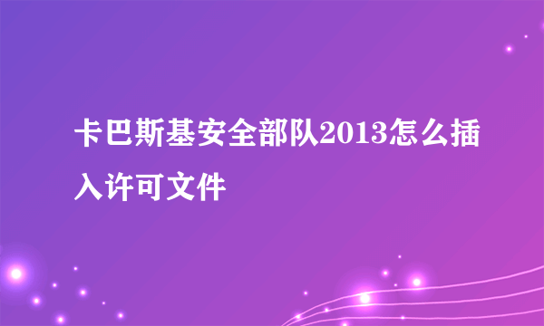 卡巴斯基安全部队2013怎么插入许可文件