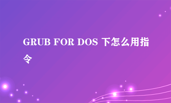 GRUB FOR DOS 下怎么用指令