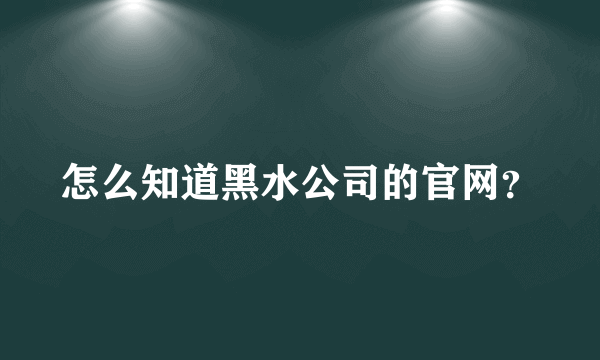 怎么知道黑水公司的官网？