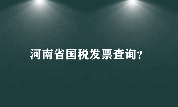 河南省国税发票查询？