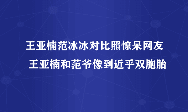 王亚楠范冰冰对比照惊呆网友 王亚楠和范爷像到近乎双胞胎