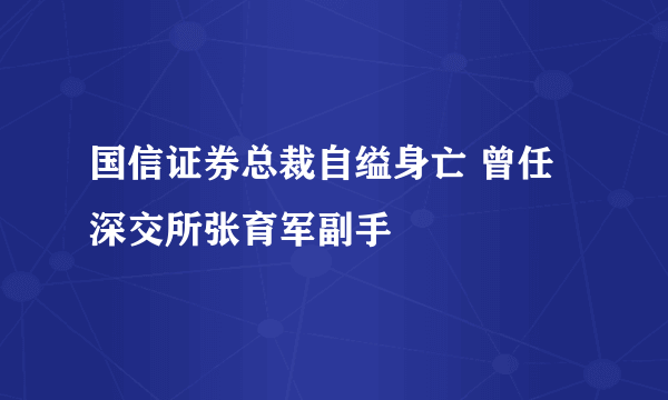 国信证券总裁自缢身亡 曾任深交所张育军副手