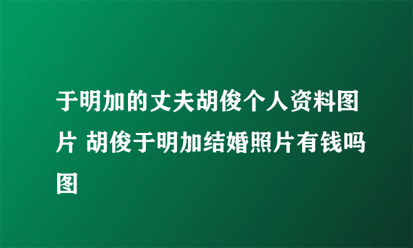 于明加的丈夫胡俊个人资料图片 胡俊于明加结婚照片有钱吗图