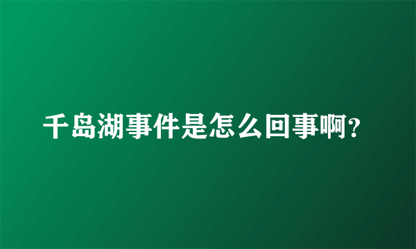 千岛湖事件是怎么回事啊？