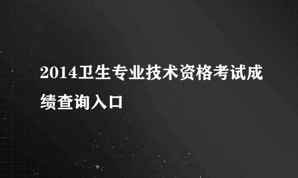 2014卫生专业技术资格考试成绩查询入口