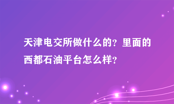 天津电交所做什么的？里面的西都石油平台怎么样？