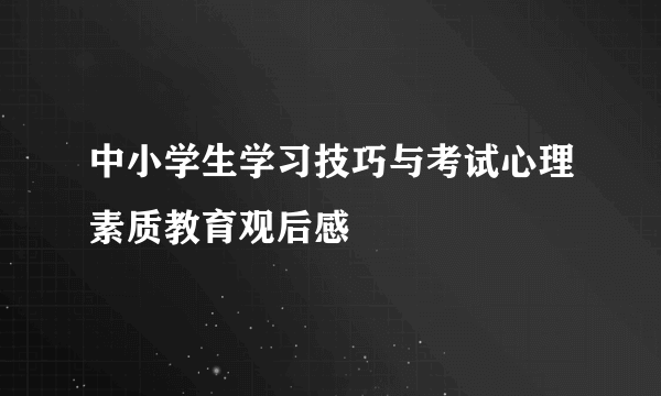 中小学生学习技巧与考试心理素质教育观后感