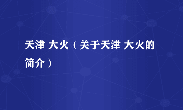 天津 大火（关于天津 大火的简介）