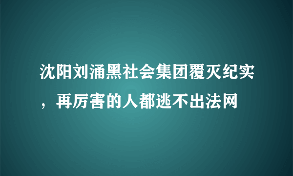 沈阳刘涌黑社会集团覆灭纪实，再厉害的人都逃不出法网