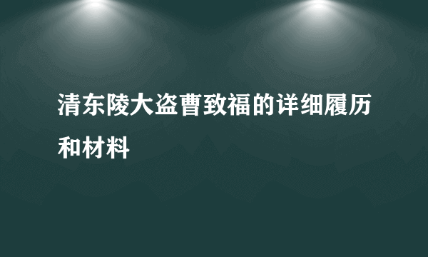 清东陵大盗曹致福的详细履历和材料