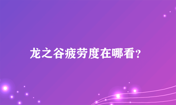 龙之谷疲劳度在哪看？