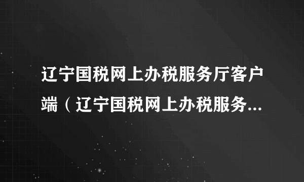 辽宁国税网上办税服务厅客户端（辽宁国税网上办税服务厅官网）