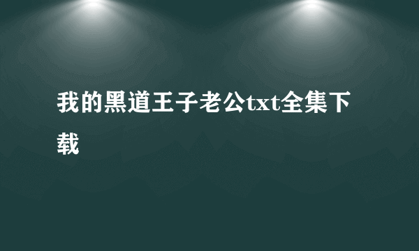 我的黑道王子老公txt全集下载