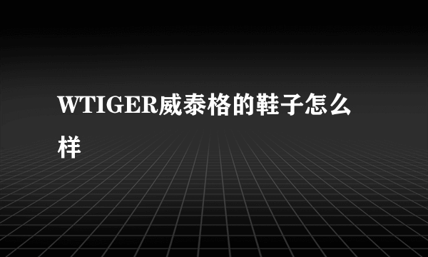 WTIGER威泰格的鞋子怎么样