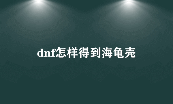 dnf怎样得到海龟壳