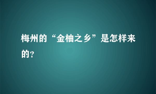 梅州的“金柚之乡”是怎样来的？