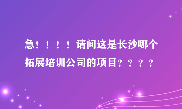 急！！！！请问这是长沙哪个拓展培训公司的项目？？？？