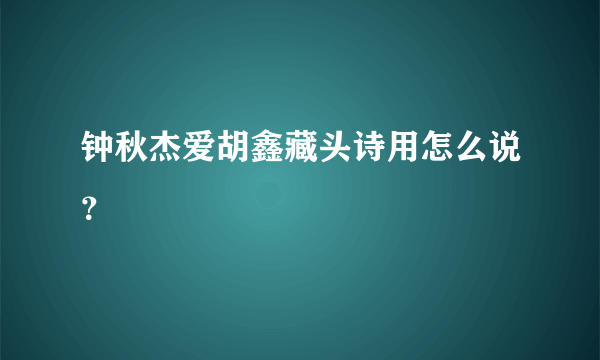 钟秋杰爱胡鑫藏头诗用怎么说？