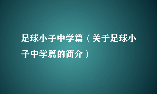 足球小子中学篇（关于足球小子中学篇的简介）