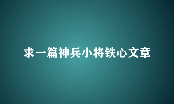 求一篇神兵小将铁心文章