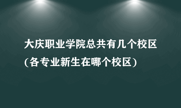 大庆职业学院总共有几个校区(各专业新生在哪个校区) 