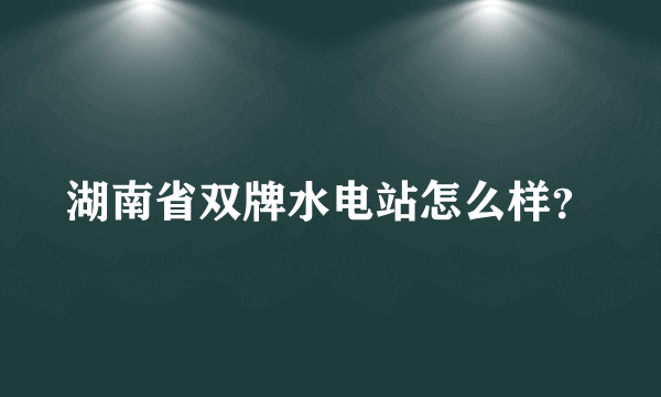 湖南省双牌水电站怎么样？