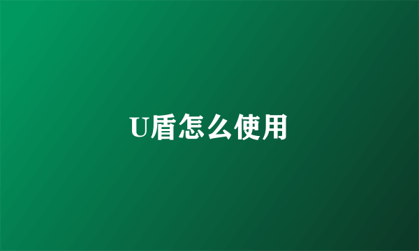 U盾怎么使用