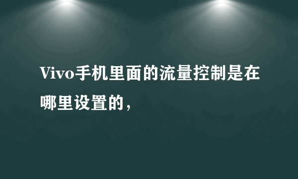 Vivo手机里面的流量控制是在哪里设置的，