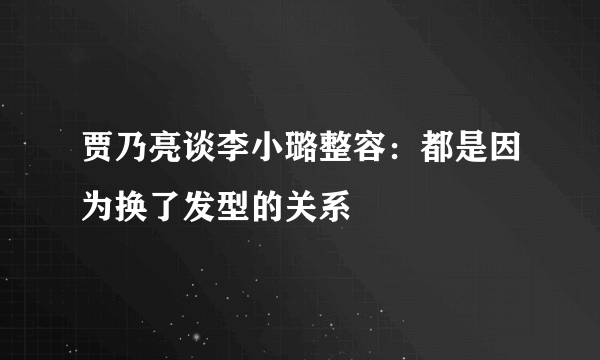 贾乃亮谈李小璐整容：都是因为换了发型的关系