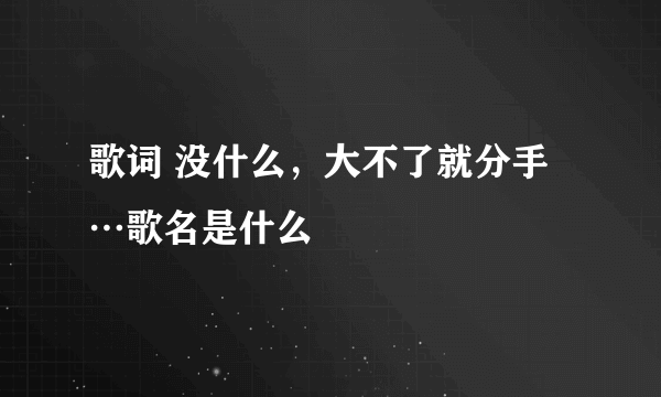 歌词 没什么，大不了就分手…歌名是什么