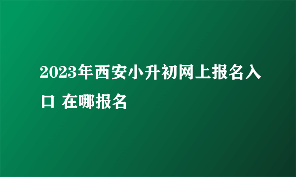 2023年西安小升初网上报名入口 在哪报名