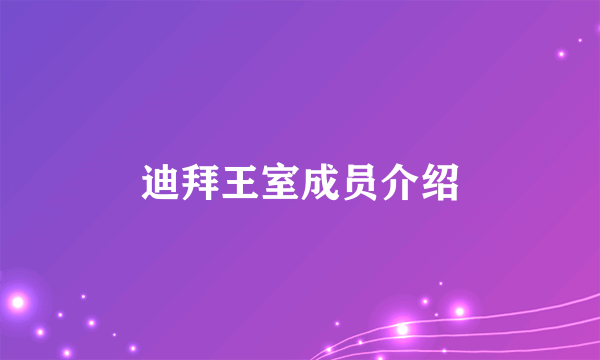 迪拜王室成员介绍