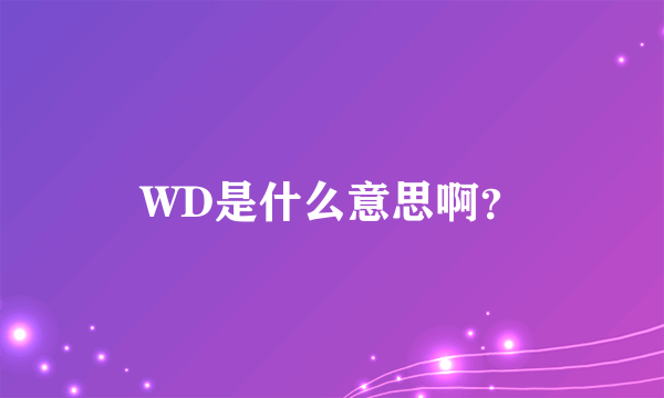 WD是什么意思啊？