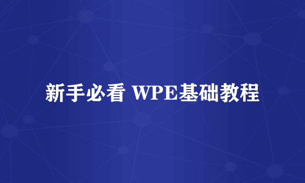 新手必看 WPE基础教程