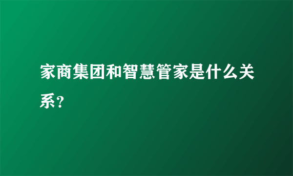 家商集团和智慧管家是什么关系？