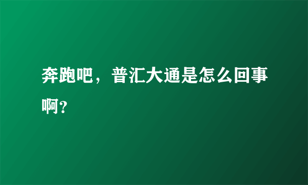 奔跑吧，普汇大通是怎么回事啊？