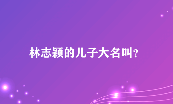 林志颖的儿子大名叫？