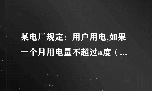 某电厂规定：用户用电,如果一个月用电量不超过a度（包括a度）每度电费为零点二元.那么超过a度,那么超出部分按每度625分之a元计算'其余部分仍按每度零点二元计算.某户居民四,五月份用电交费情况如下表?