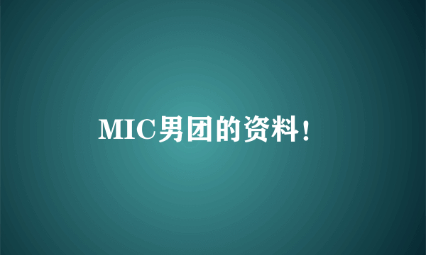 MIC男团的资料！