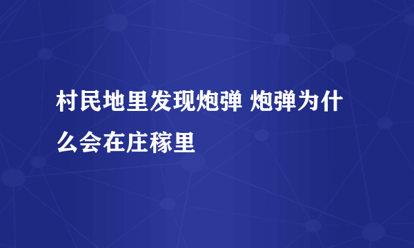 村民地里发现炮弹 炮弹为什么会在庄稼里