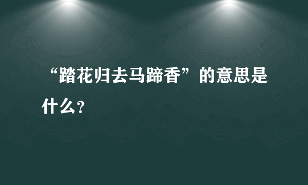 “踏花归去马蹄香”的意思是什么？