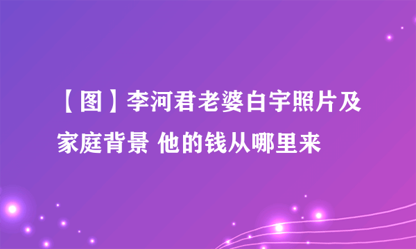 【图】李河君老婆白宇照片及家庭背景 他的钱从哪里来